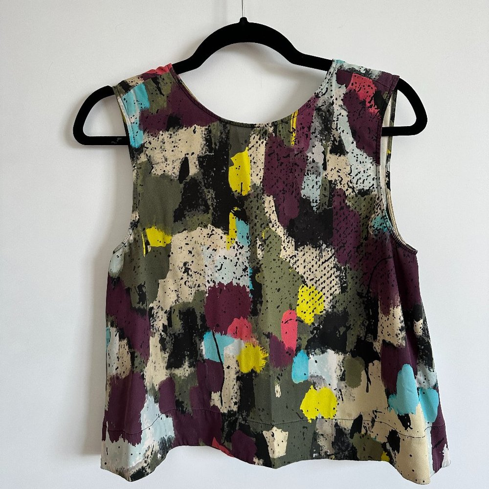 Kit and Ace | Multicolor Washable Silk Cropped Sleeveless Blouse Top | Size 4